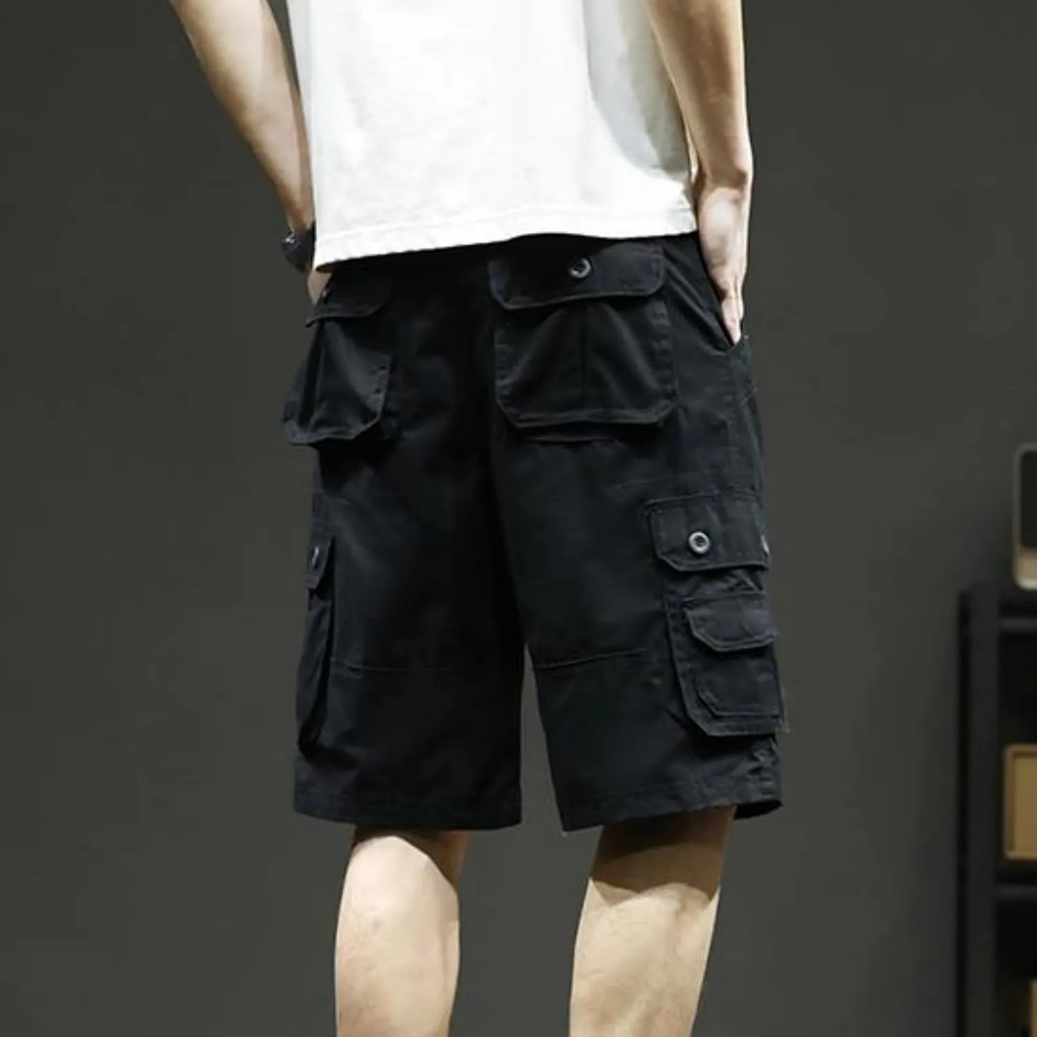 Men's Casual Cargo Shorts Summer Stylish Chino Cotton Shorts with Multiple Pockets Sports Twill Outdoor Short Pants