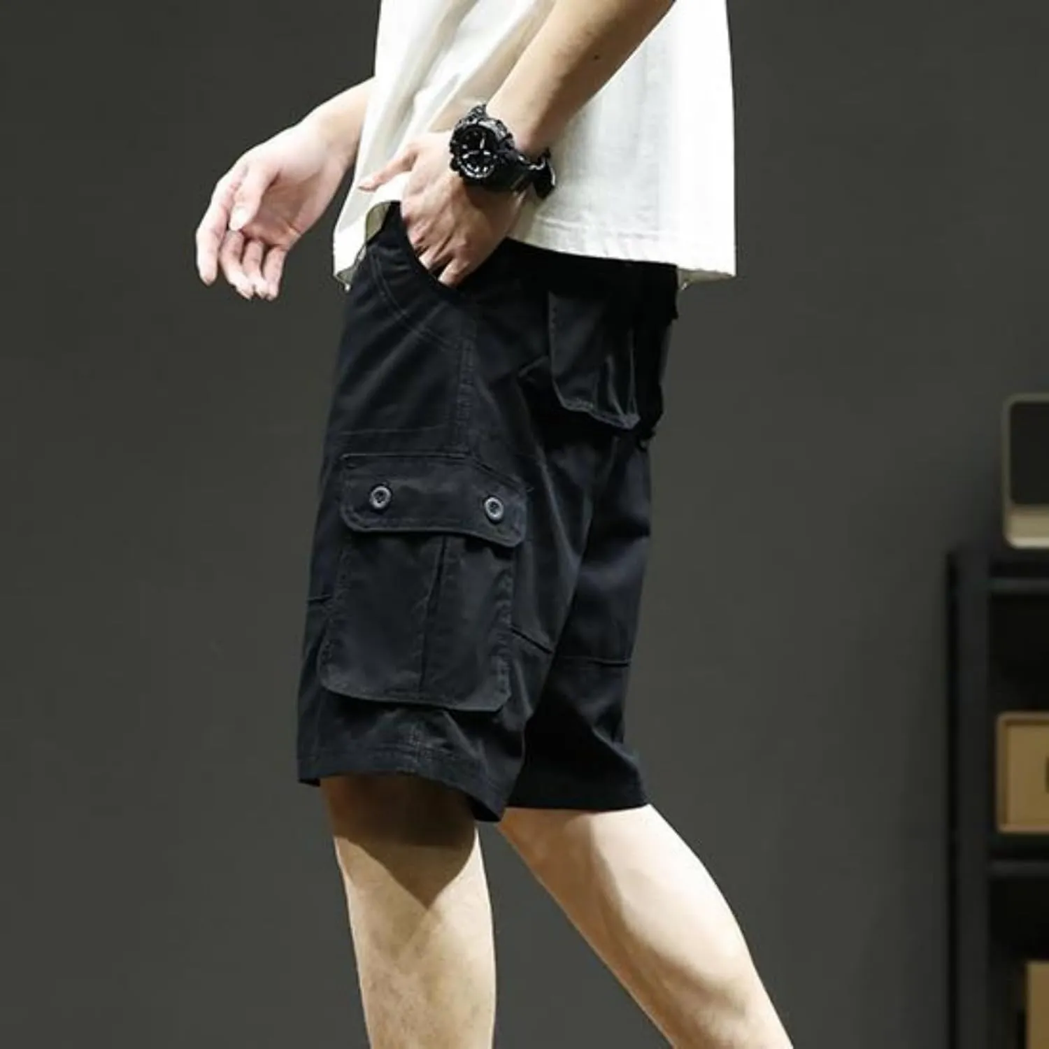 Men's Casual Cargo Shorts Summer Stylish Chino Cotton Shorts with Multiple Pockets Sports Twill Outdoor Short Pants