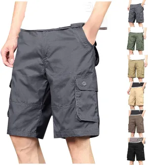 Men's Casual Cargo Shorts Summer Stylish Chino Cotton Shorts with Multiple Pockets Sports Twill Outdoor Short Pants