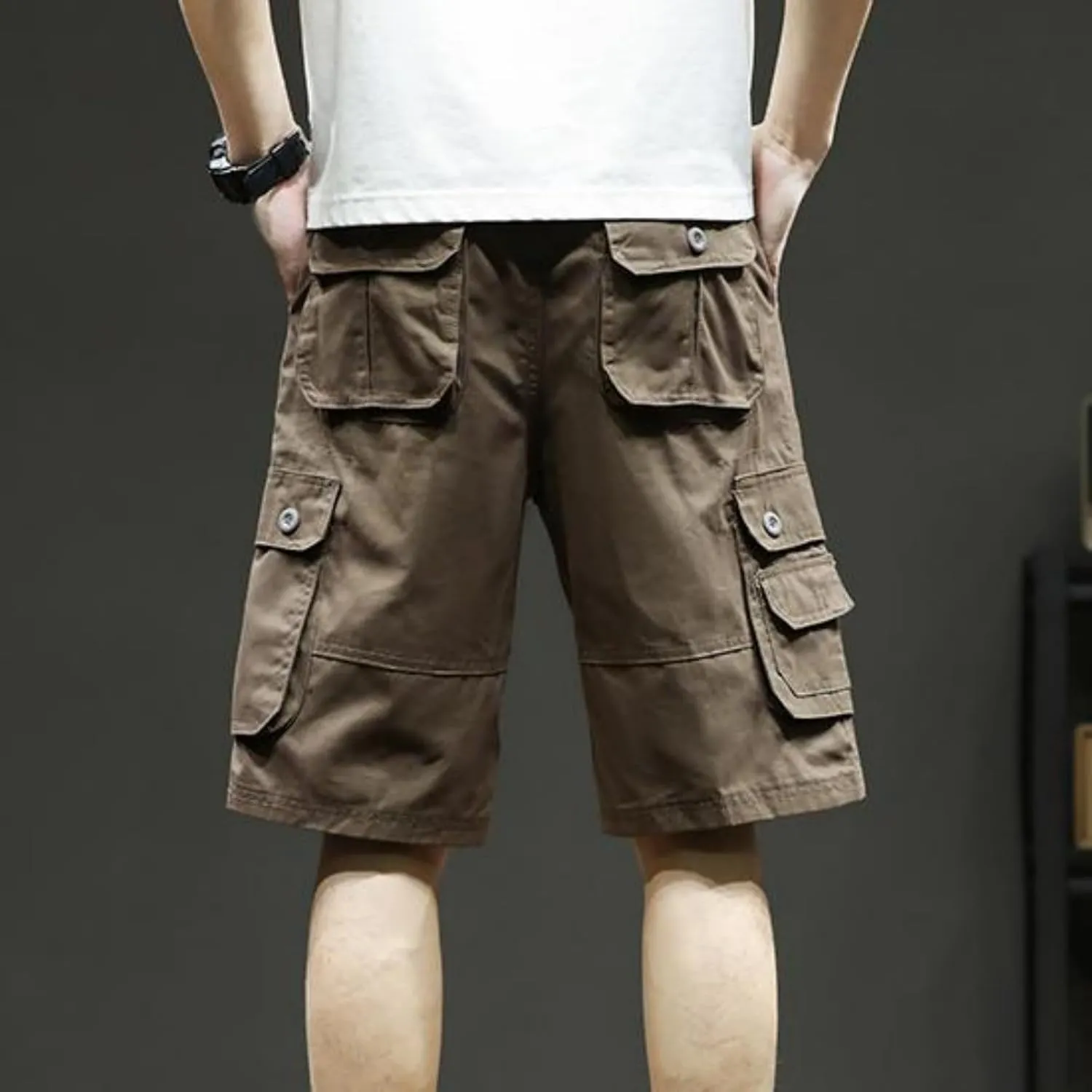 Men's Casual Cargo Shorts Summer Stylish Chino Cotton Shorts with Multiple Pockets Sports Twill Outdoor Short Pants