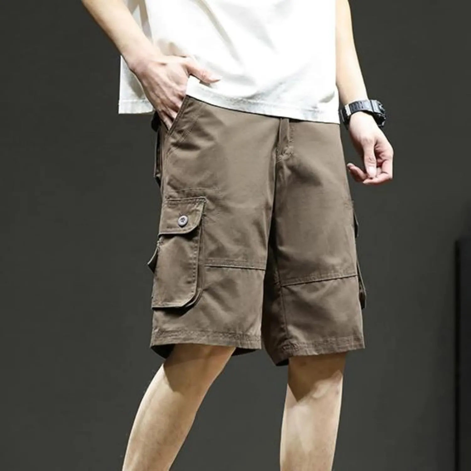 Men's Casual Cargo Shorts Summer Stylish Chino Cotton Shorts with Multiple Pockets Sports Twill Outdoor Short Pants