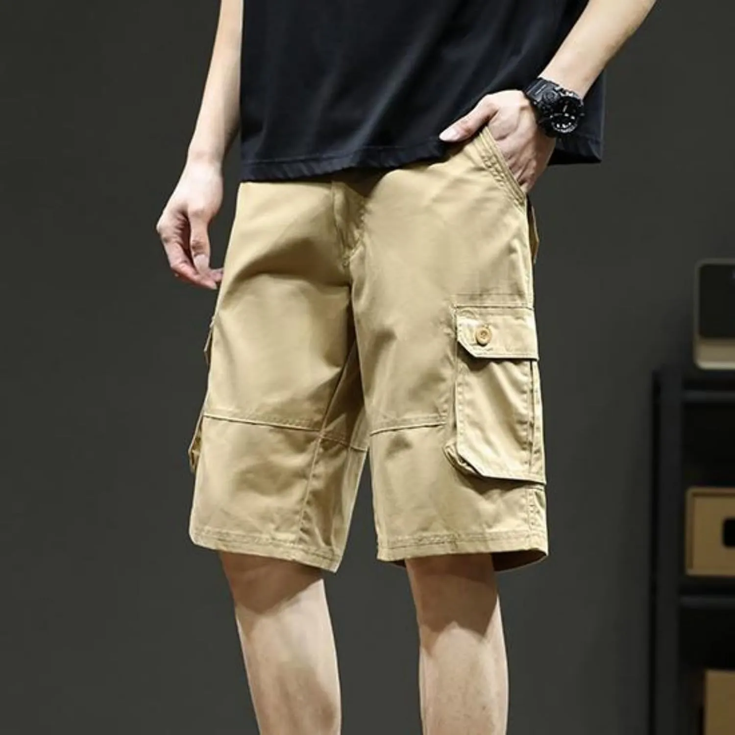 Men's Casual Cargo Shorts Summer Stylish Chino Cotton Shorts with Multiple Pockets Sports Twill Outdoor Short Pants
