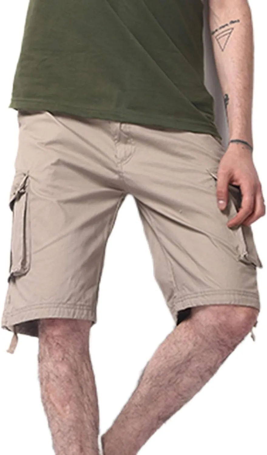 Men's Casual Cargo Shorts Summer Stylish Chino Cotton Shorts with Multiple Pockets Sports Twill Outdoor Short Pants