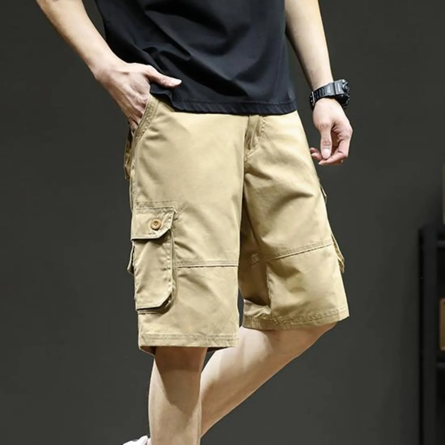 Men's Casual Cargo Shorts Summer Stylish Chino Cotton Shorts with Multiple Pockets Sports Twill Outdoor Short Pants