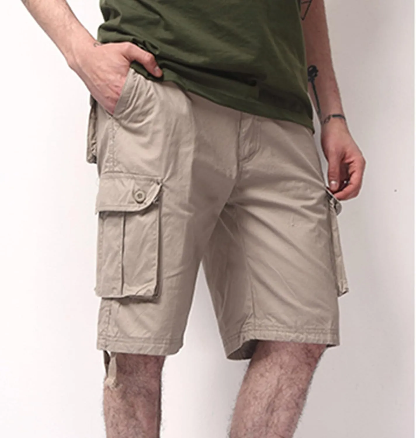 Men's Casual Cargo Shorts Summer Stylish Chino Cotton Shorts with Multiple Pockets Sports Twill Outdoor Short Pants