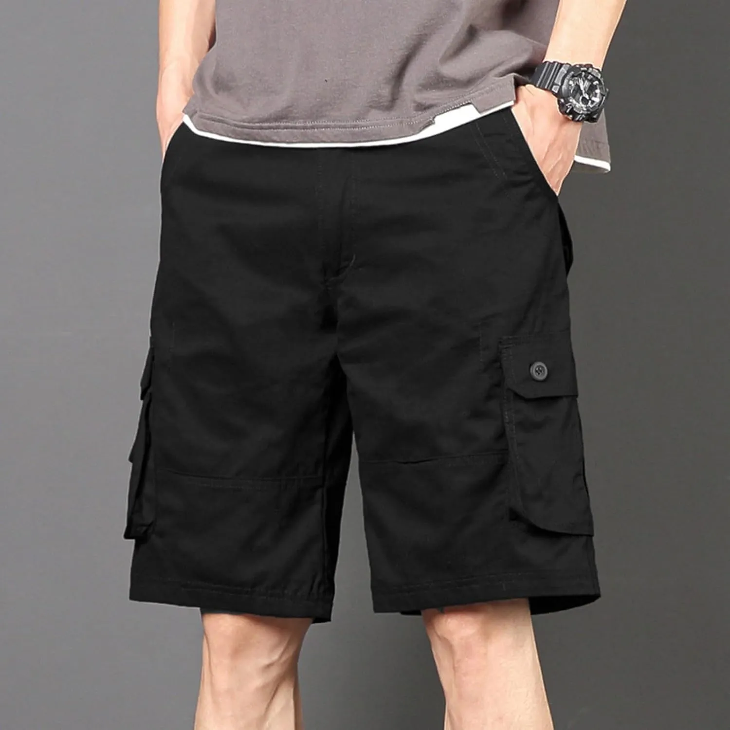 Men's Casual Cargo Shorts Summer Stylish Chino Cotton Shorts with Multiple Pockets Sports Twill Outdoor Short Pants
