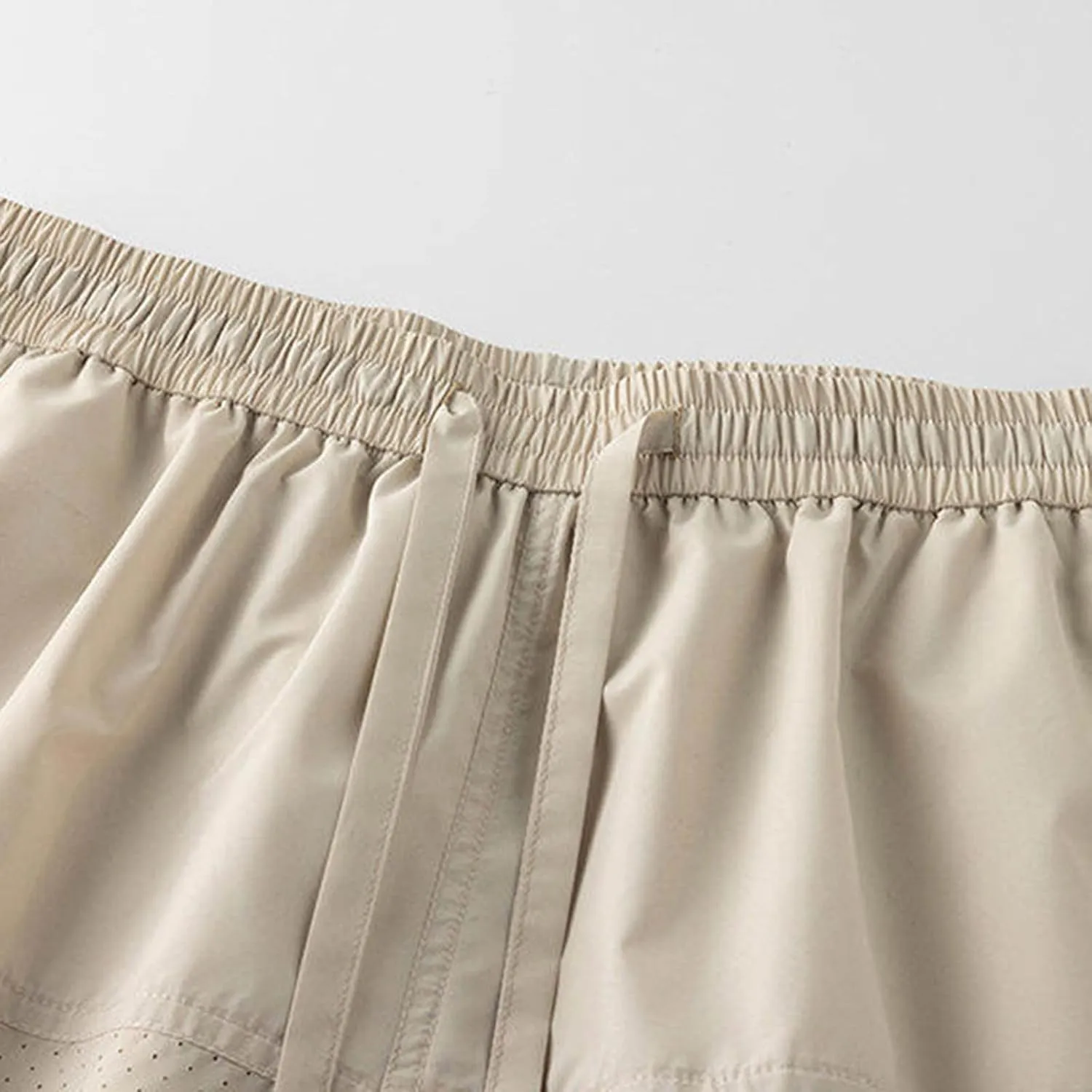 Mens Casual Shorts Summer Thin Ice Silk Lace up Elastic Waist Mesh Breathable Short Sweatpant Hiking Fishing Pants