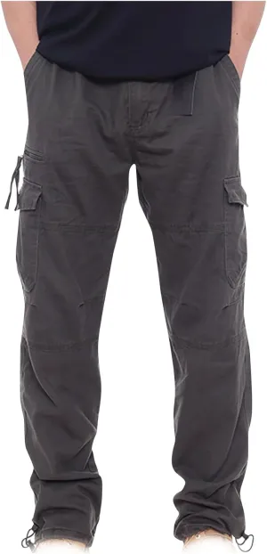 Men's Classic Fit Cargo Pants Elastic Waist Multi-Pocket Outdoor Cargo Trousers Tactical Straight Leg Casual Pants