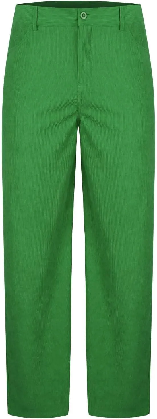 Mens Corduroy Pants Elastic Waist Button Pants Fashion Loose Casual Solid Long Trousers Straight Leg Slack Sweatpants