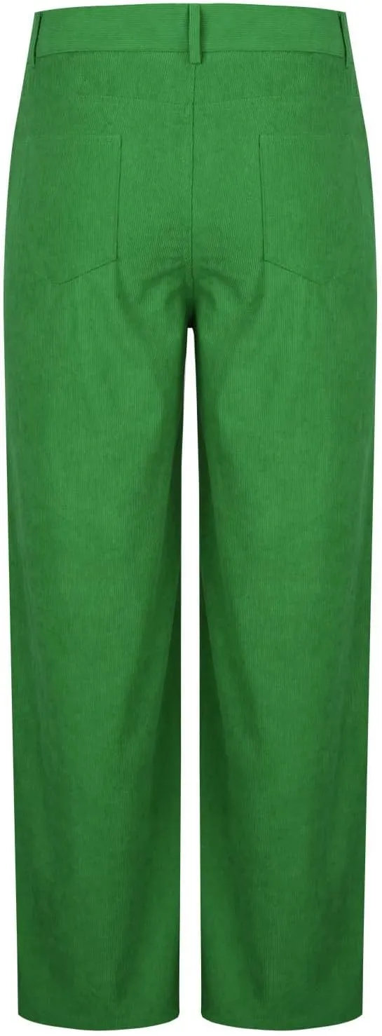 Mens Corduroy Pants Elastic Waist Button Pants Fashion Loose Casual Solid Long Trousers Straight Leg Slack Sweatpants