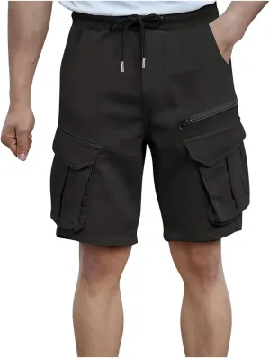 Men's Cotton Cargo Shorts Quick Dry with Pockets Athletic Running Workout Activewear Lightweight Casual Trunks