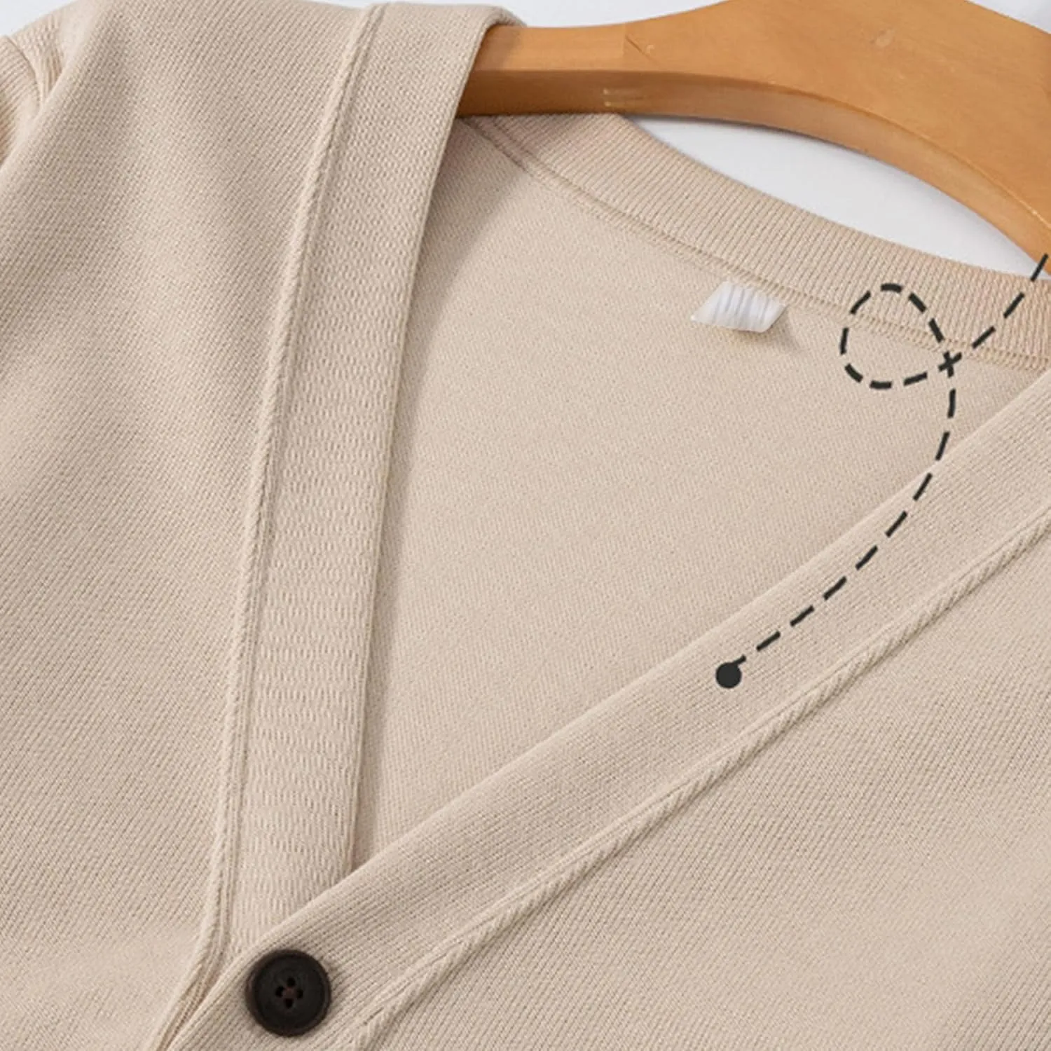 Mens Cotton Knit Cardigan Sweater Long Sleeve V Neck Button Down Sweaters Casual Loose Knit Cardigan with Pockets