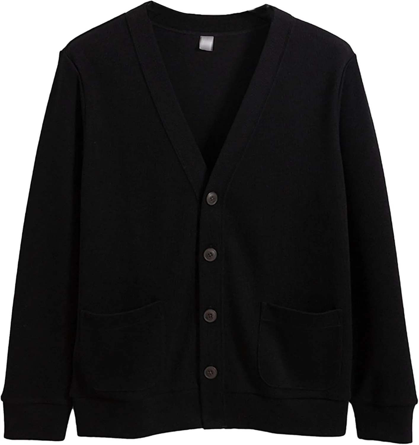 Mens Cotton Knit Cardigan Sweater Long Sleeve V Neck Button Down Sweaters Casual Loose Knit Cardigan with Pockets