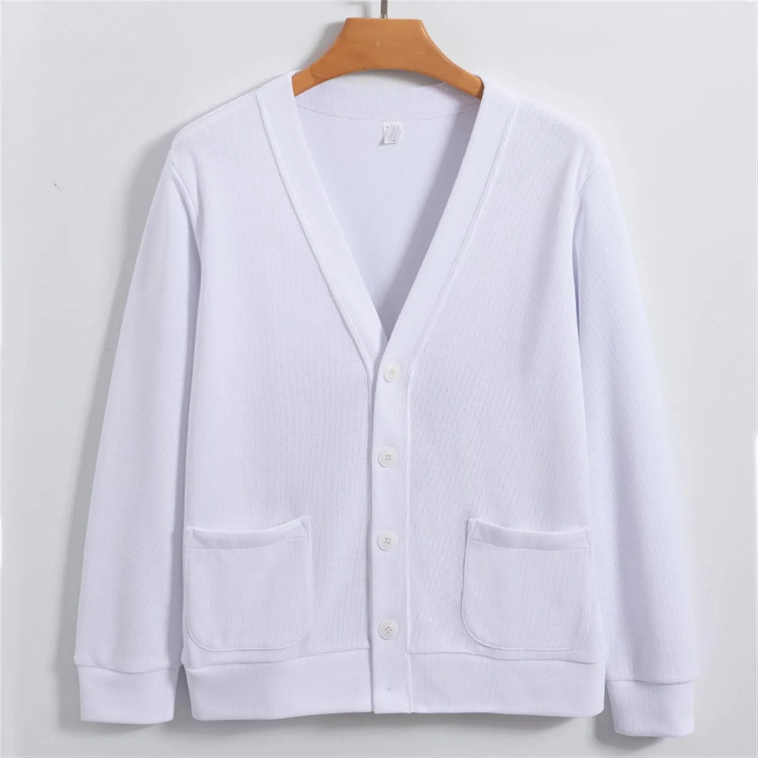 Mens Cotton Knit Cardigan Sweater Long Sleeve V Neck Button Down Sweaters Casual Loose Knit Cardigan with Pockets
