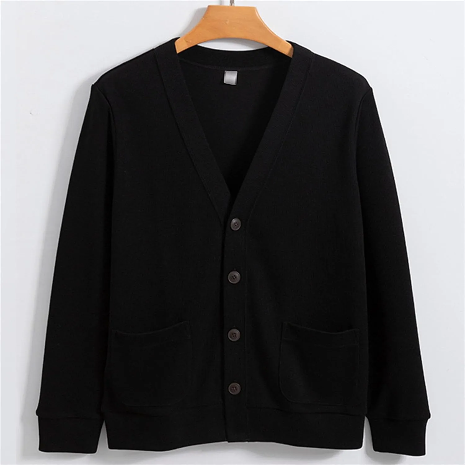 Mens Cotton Knit Cardigan Sweater Long Sleeve V Neck Button Down Sweaters Casual Loose Knit Cardigan with Pockets