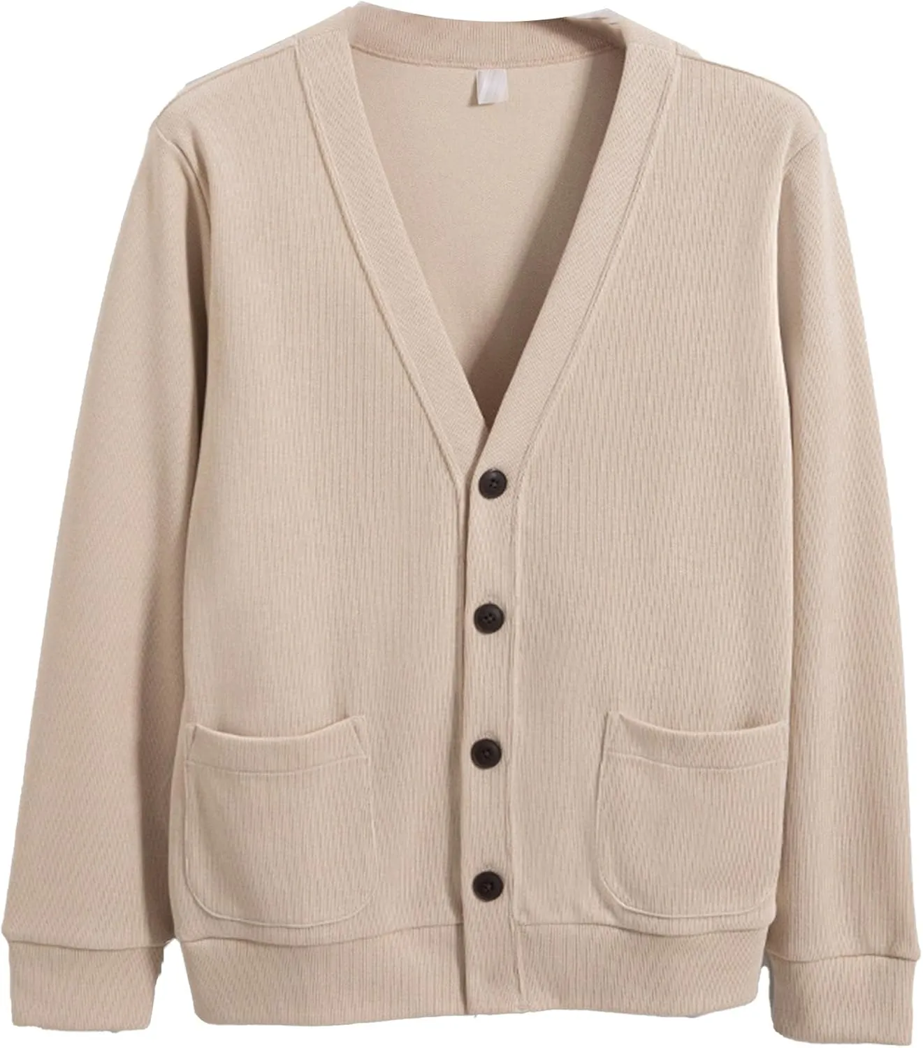 Mens Cotton Knit Cardigan Sweater Long Sleeve V Neck Button Down Sweaters Casual Loose Knit Cardigan with Pockets