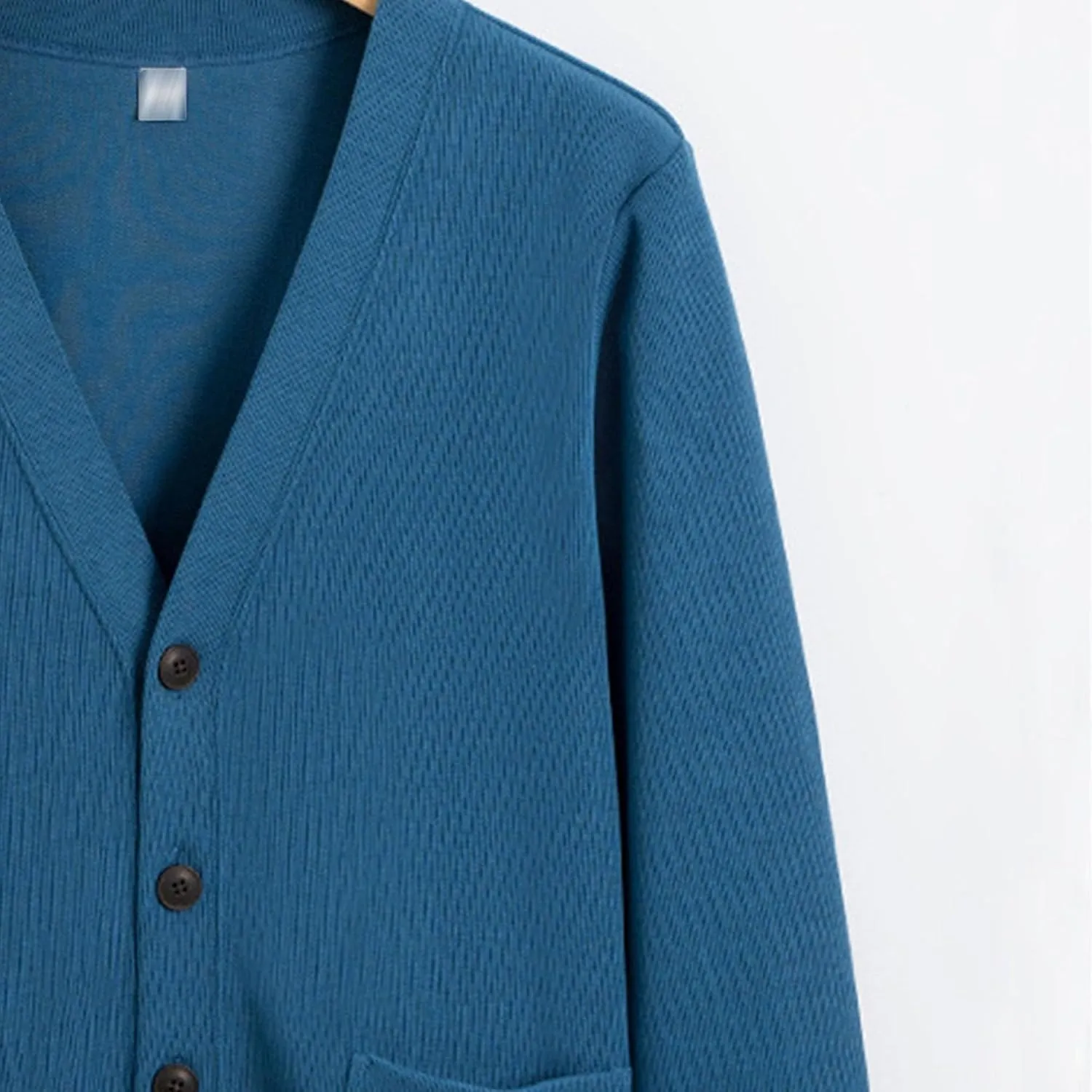 Mens Cotton Knit Cardigan Sweater Long Sleeve V Neck Button Down Sweaters Casual Loose Knit Cardigan with Pockets