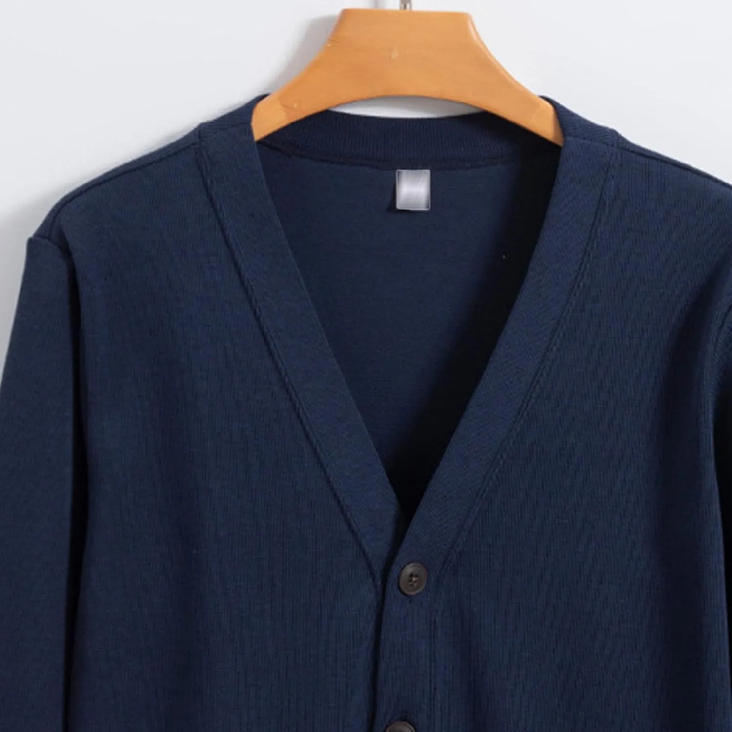 Mens Cotton Knit Cardigan Sweater Long Sleeve V Neck Button Down Sweaters Casual Loose Knit Cardigan with Pockets