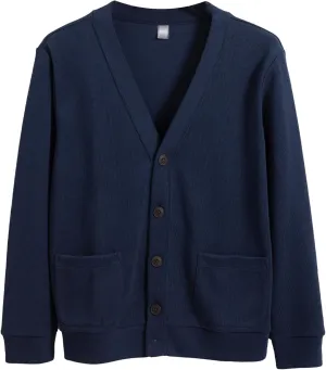 Mens Cotton Knit Cardigan Sweater Long Sleeve V Neck Button Down Sweaters Casual Loose Knit Cardigan with Pockets