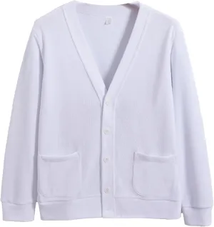 Mens Cotton Knit Cardigan Sweater Long Sleeve V Neck Button Down Sweaters Casual Loose Knit Cardigan with Pockets