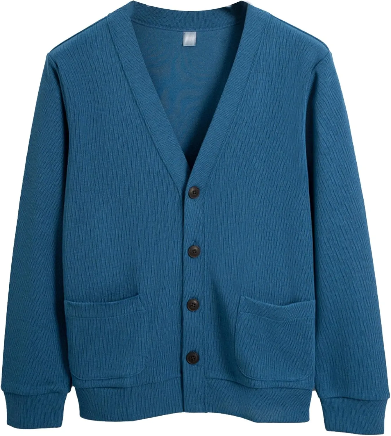 Mens Cotton Knit Cardigan Sweater Long Sleeve V Neck Button Down Sweaters Casual Loose Knit Cardigan with Pockets
