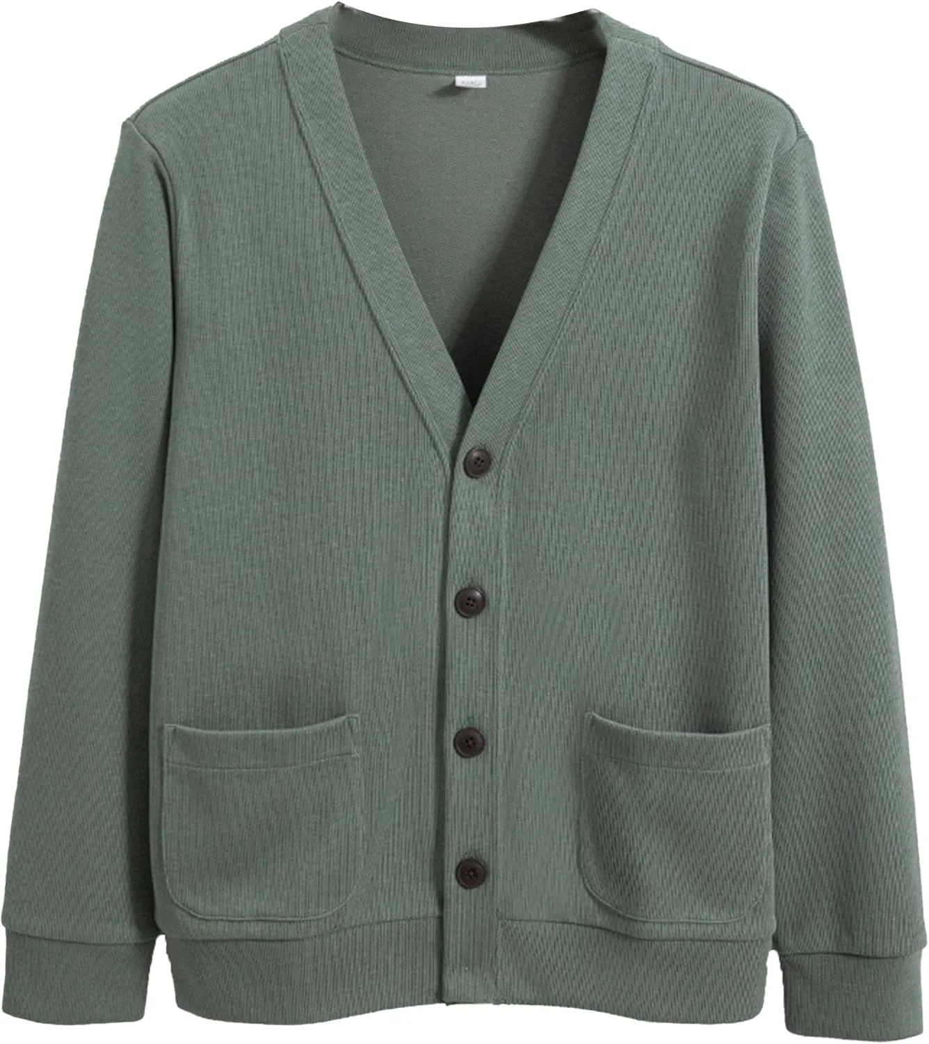 Mens Cotton Knit Cardigan Sweater Long Sleeve V Neck Button Down Sweaters Casual Loose Knit Cardigan with Pockets