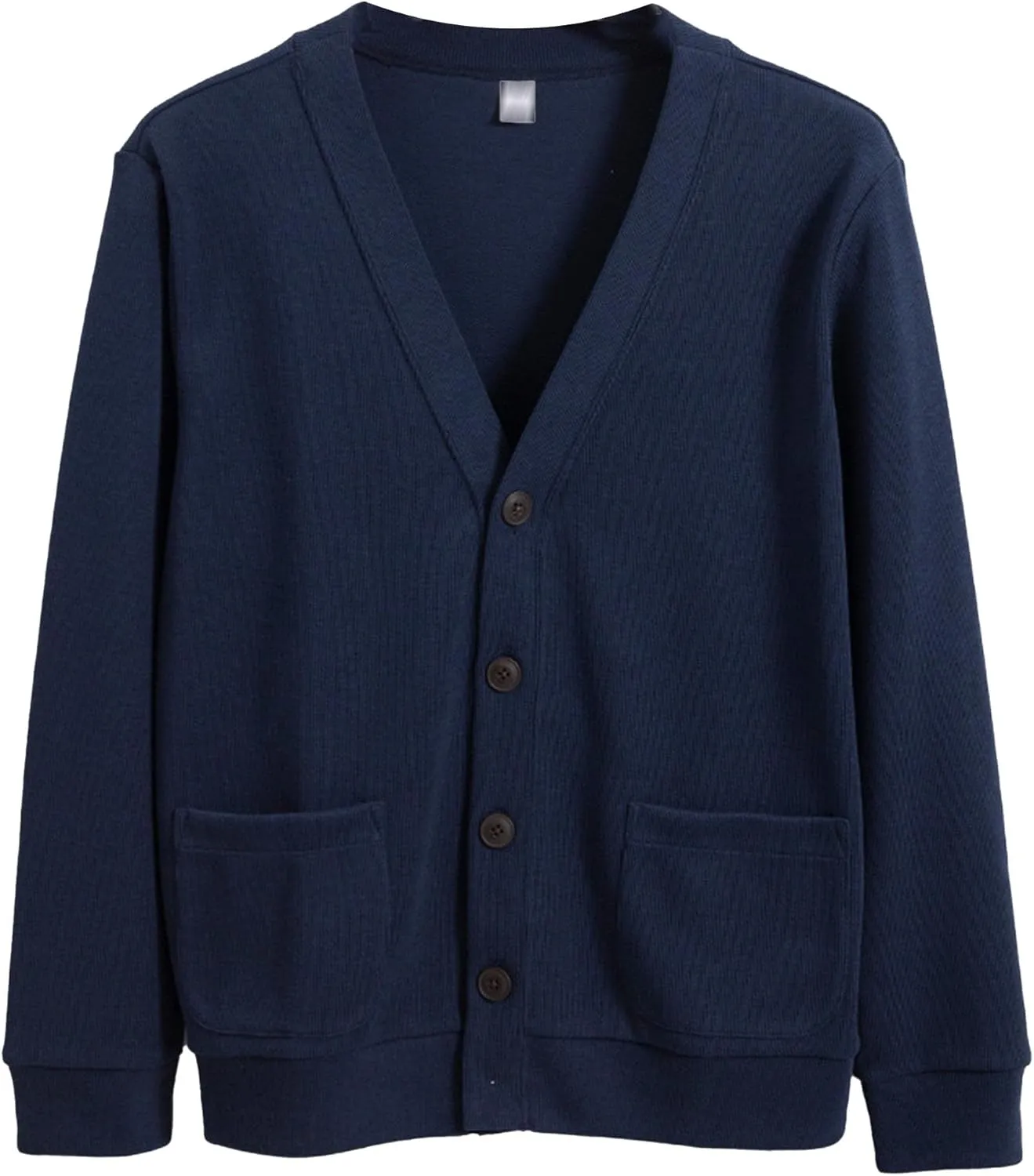 Mens Cotton Knit Cardigan Sweater Long Sleeve V Neck Button Down Sweaters Casual Loose Knit Cardigan with Pockets