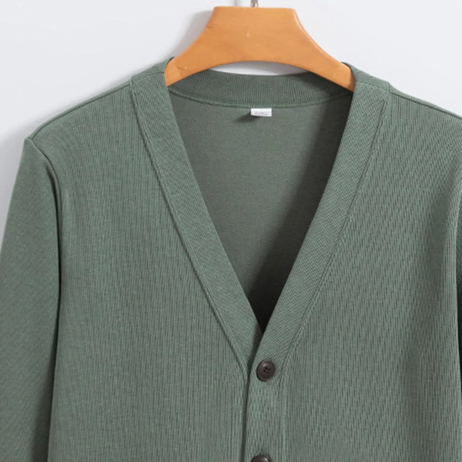 Mens Cotton Knit Cardigan Sweater Long Sleeve V Neck Button Down Sweaters Casual Loose Knit Cardigan with Pockets