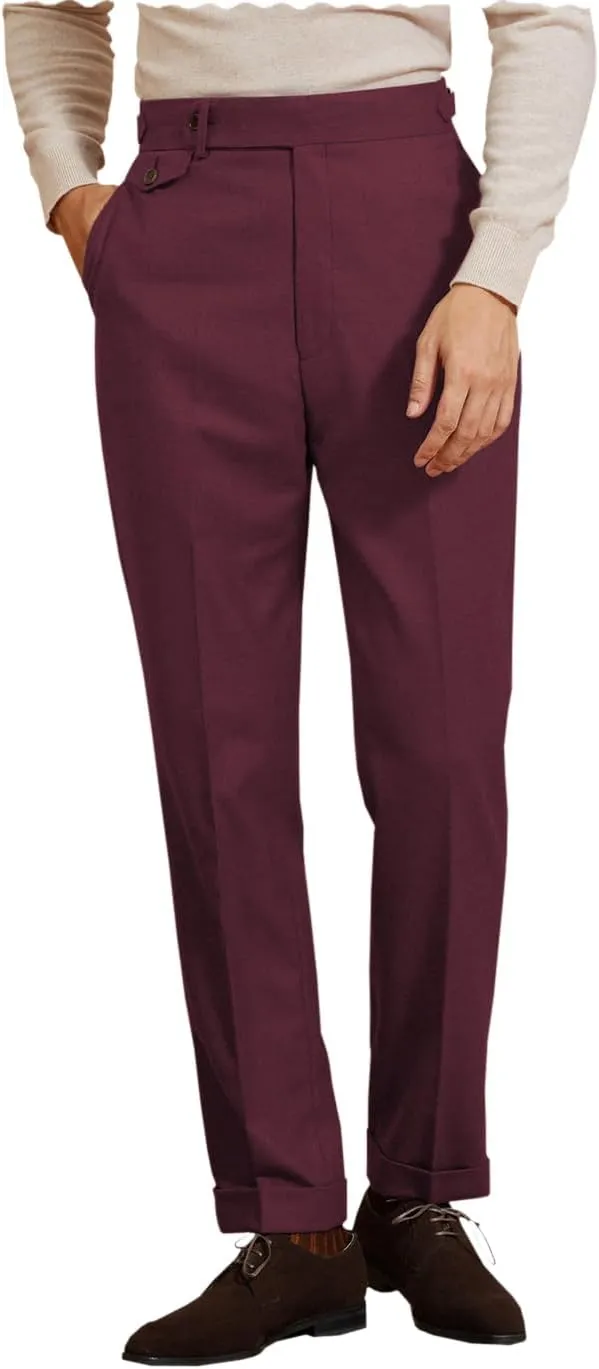 Men's Dress Pants Pleated Front Casual Hidden Expandable Waist Dress Suit Pants