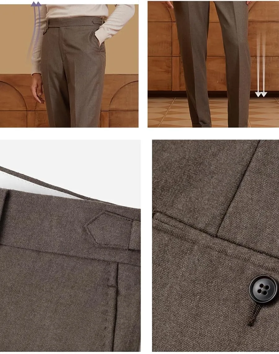 Men's Dress Pants Pleated Front Casual Hidden Expandable Waist Dress Suit Pants
