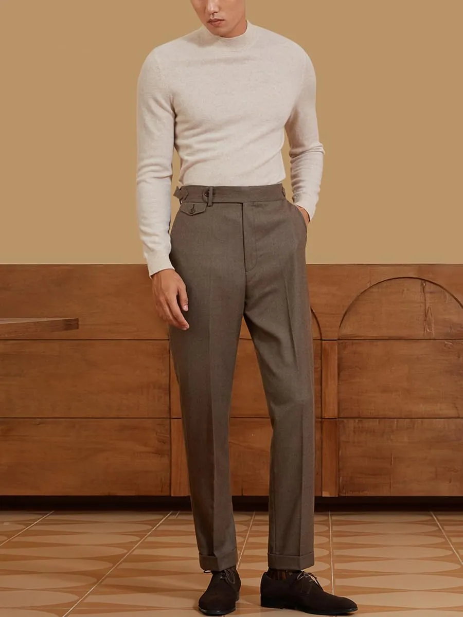 Men's Dress Pants Pleated Front Casual Hidden Expandable Waist Dress Suit Pants