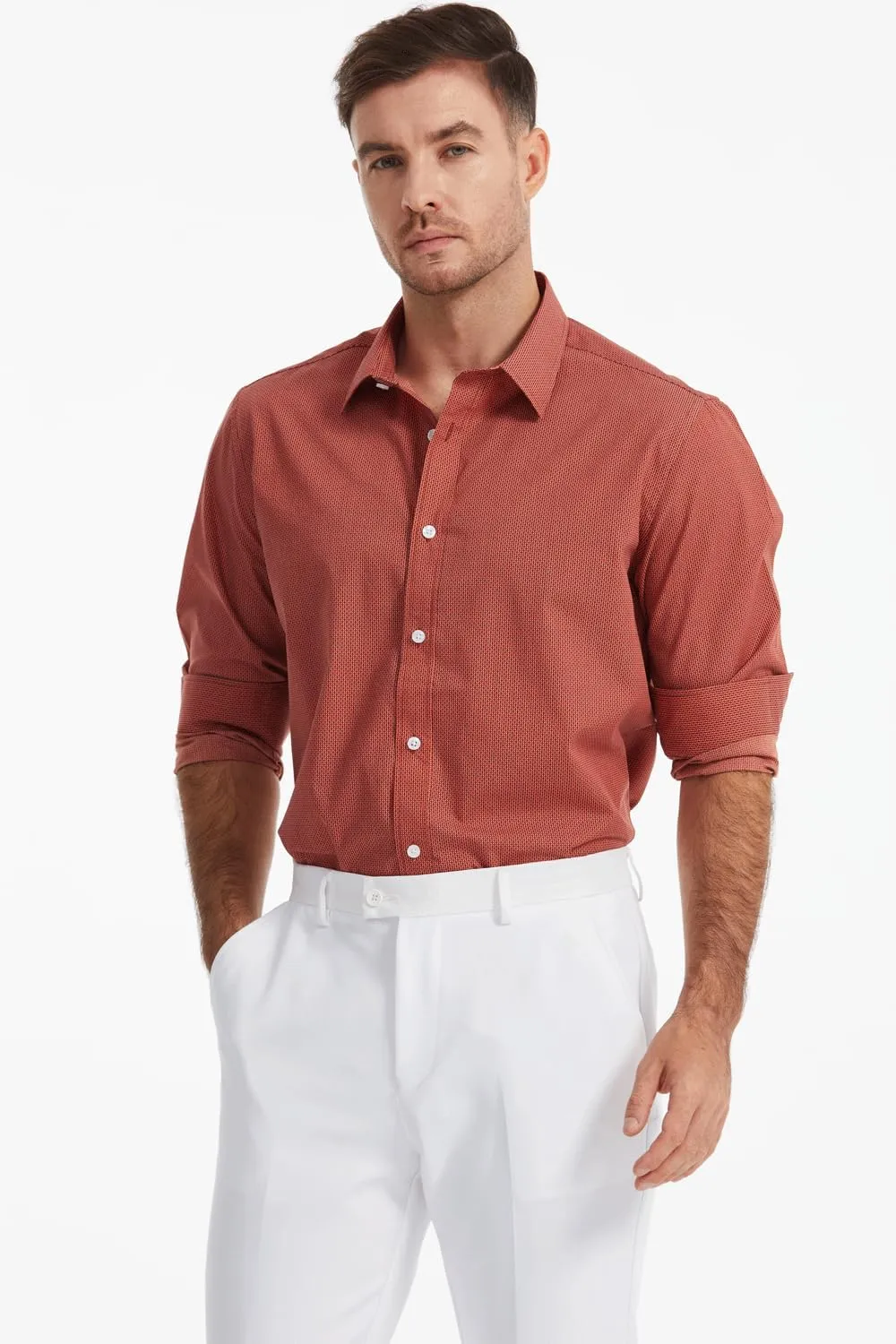 Men's Floral Dress Button Down Shirt Mens Long Sleeve Casual Cotton Shirt