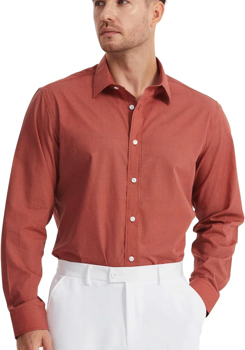 Men's Floral Dress Button Down Shirt Mens Long Sleeve Casual Cotton Shirt