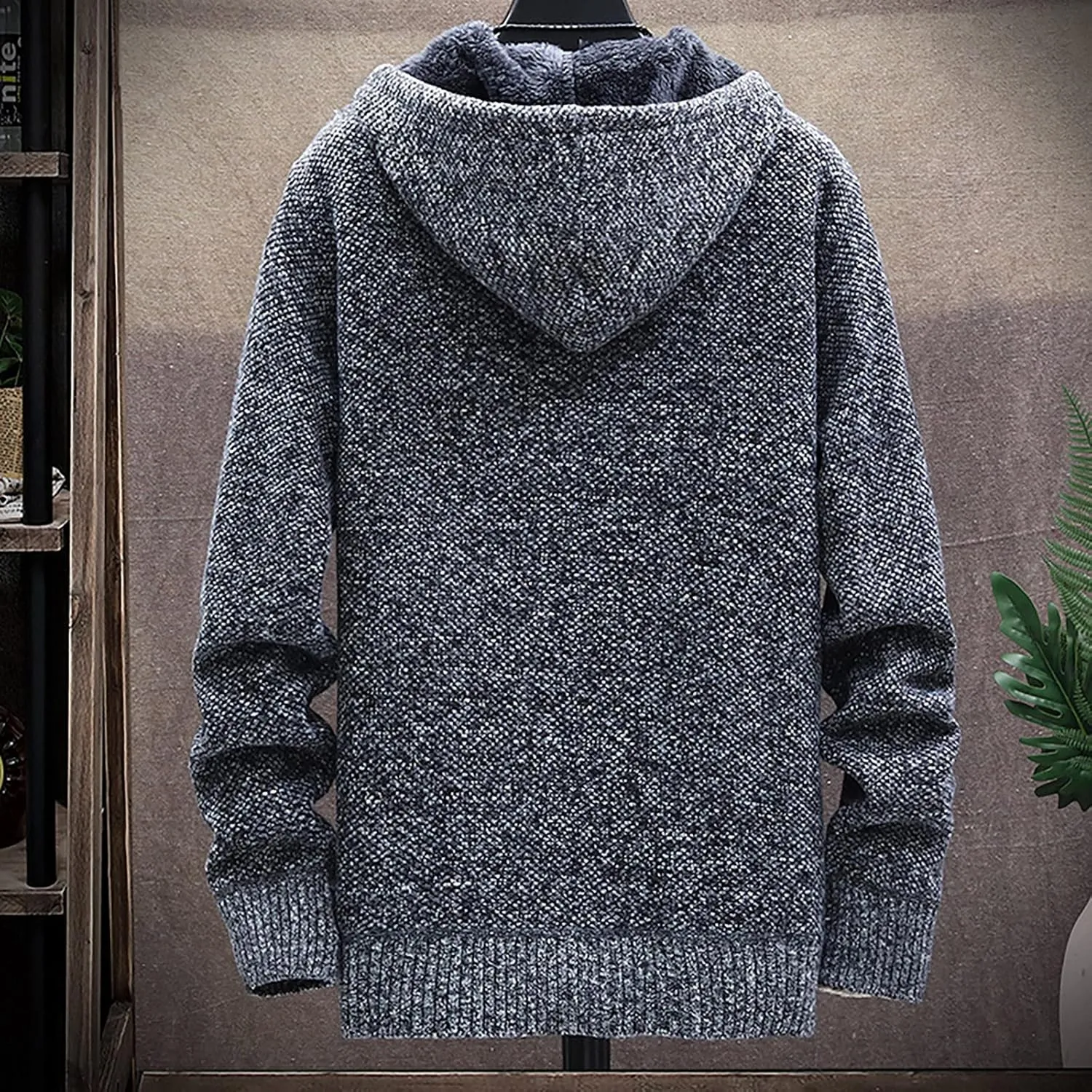 Men's Full-Zip Fleece Knitted Regular Fit Full Zip Cardigan Sweater with Soft Brushed Flannel Lining