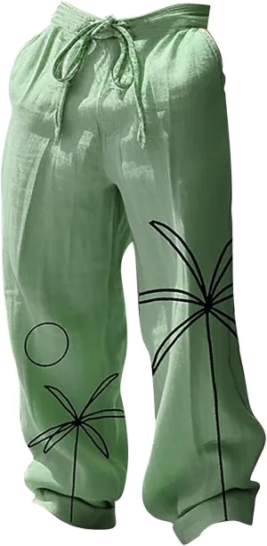 Mens Heavyweight Fleece Cargo Sweatpants Cotton and Linen Pocket Elastic Waist Large Hiking Outdoor Twill Track Pants