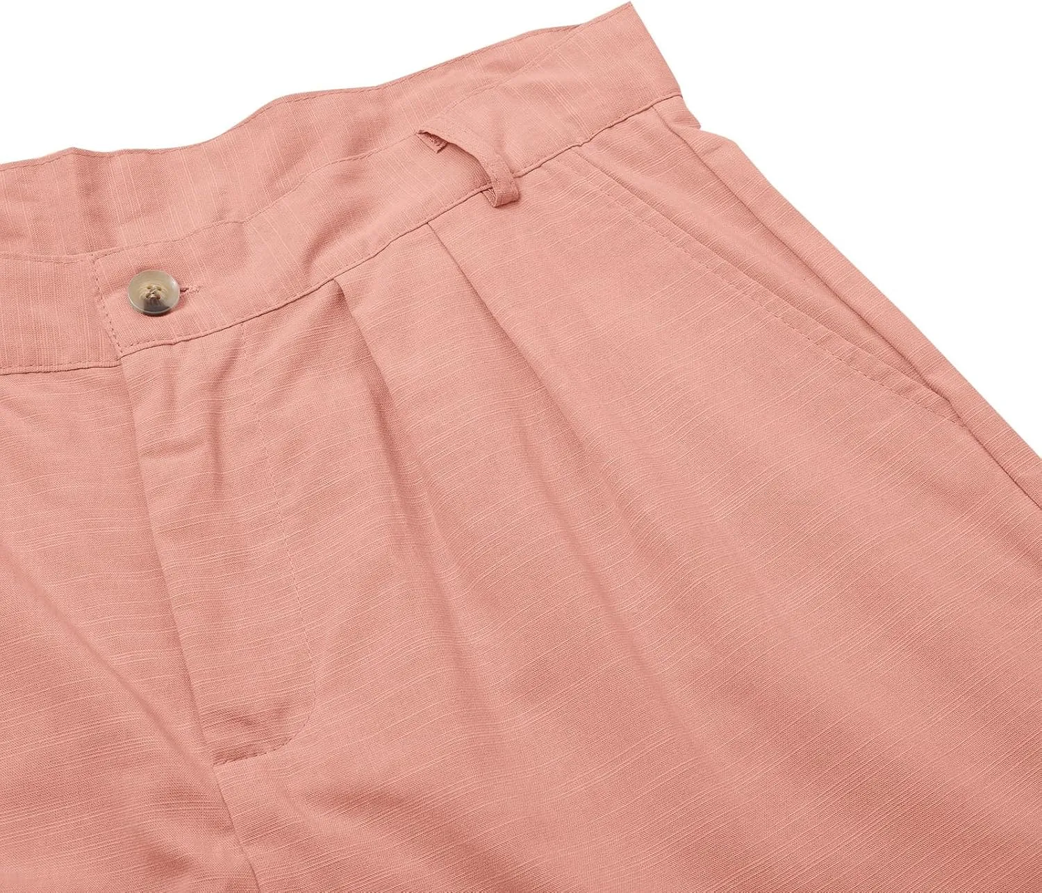 Mens Linen Casual Pants Plain Beach Vacation Pants Elastic Waist Lightweight Loose Pleated Slacks Summer Trousers