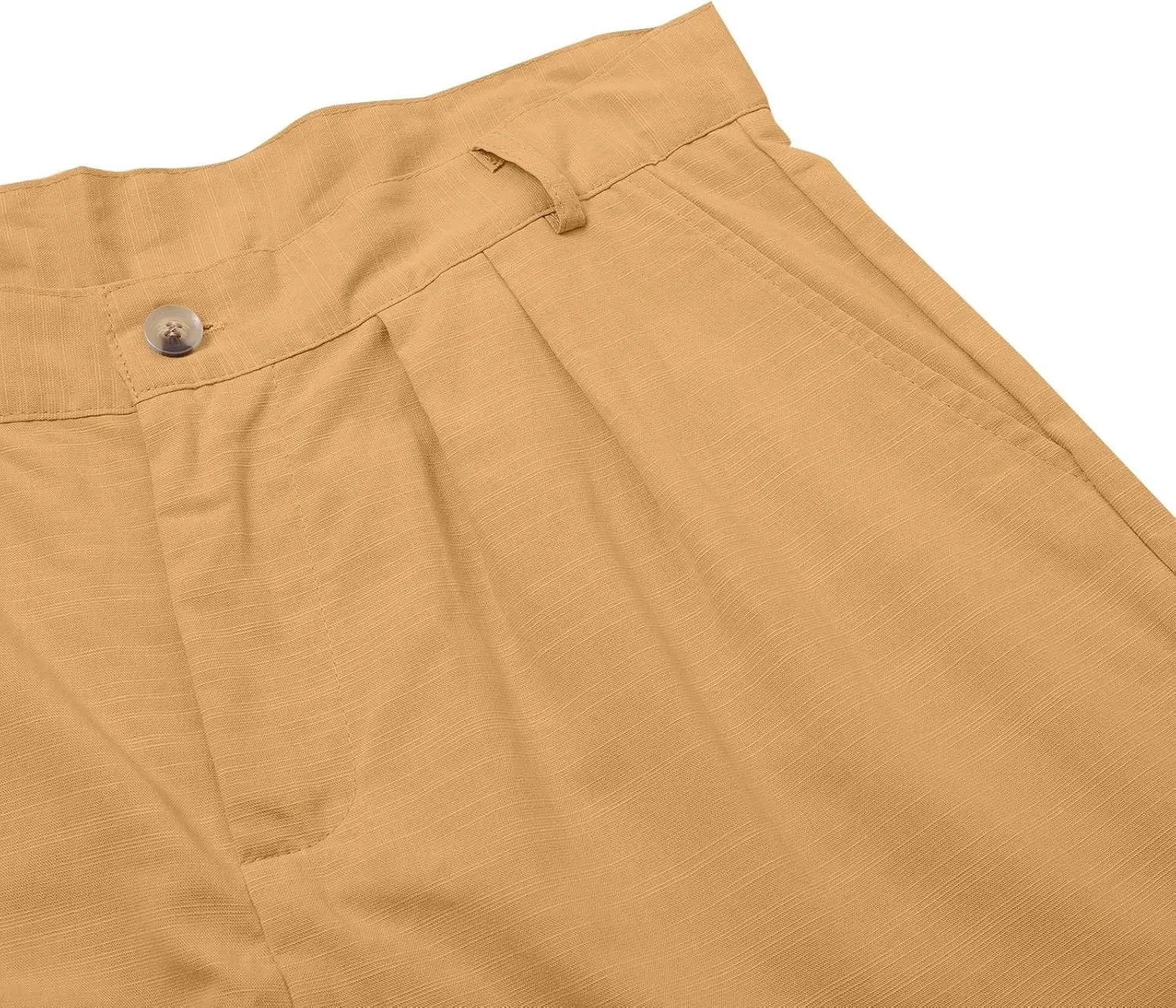 Mens Linen Casual Pants Plain Beach Vacation Pants Elastic Waist Lightweight Loose Pleated Slacks Summer Trousers