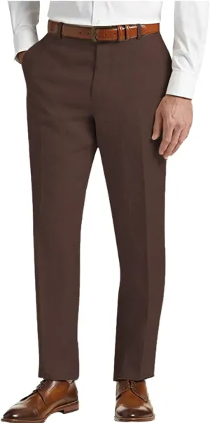 Men's Linen Pants Lightweight Classic Regular Fit Elastic Waist Dress Suit Pants for Men Spring Summer
