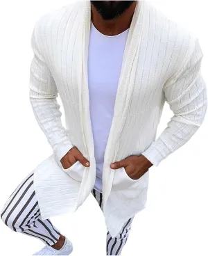 Men's Long Sleeve Cardigan Long Sleeve Shawl Button Down Cable Knit Coat Dinosaur Tail