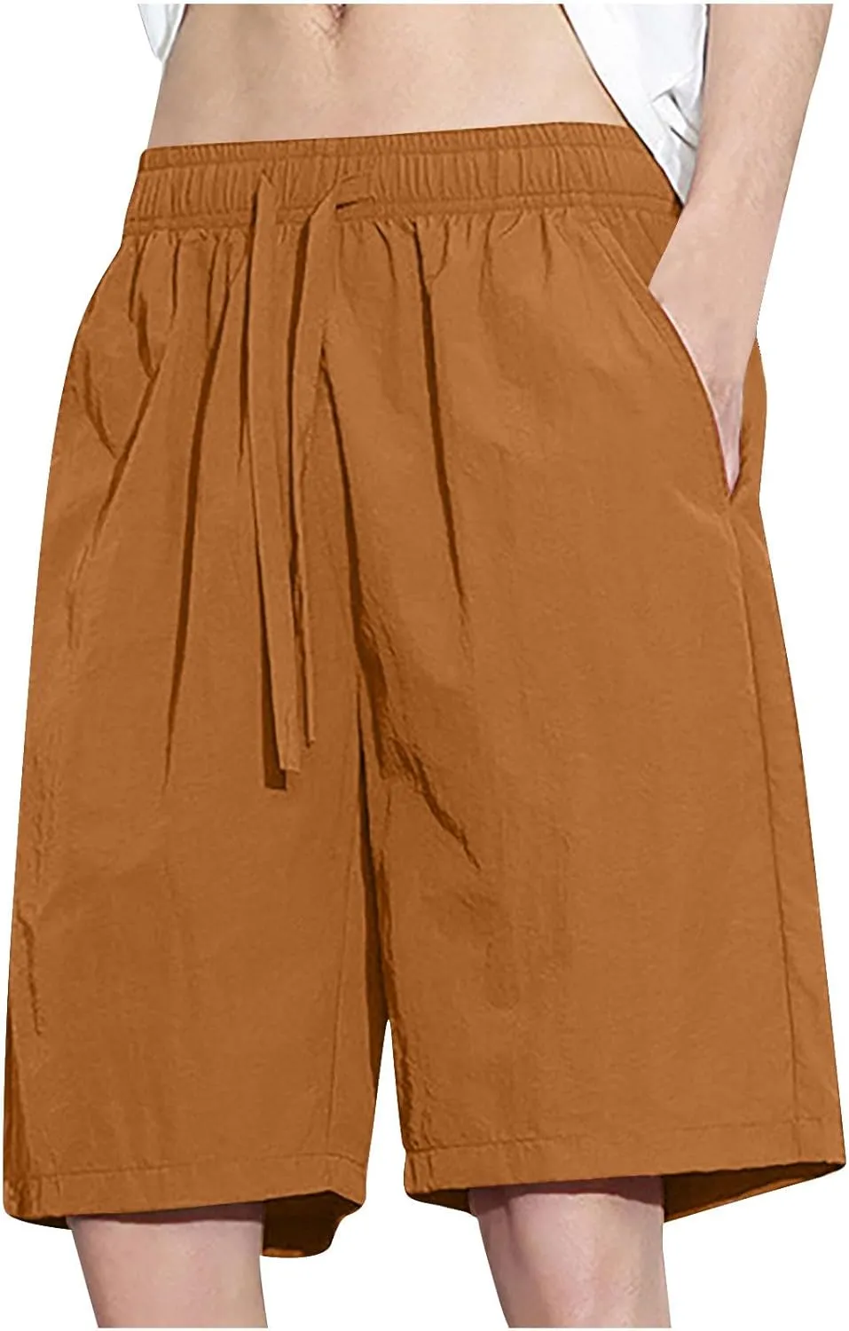 Men's Loose Plus Size Board Shorts Summer Casual Drawstring Elastic Waist Wide Leg Short Pants Swim Trunks