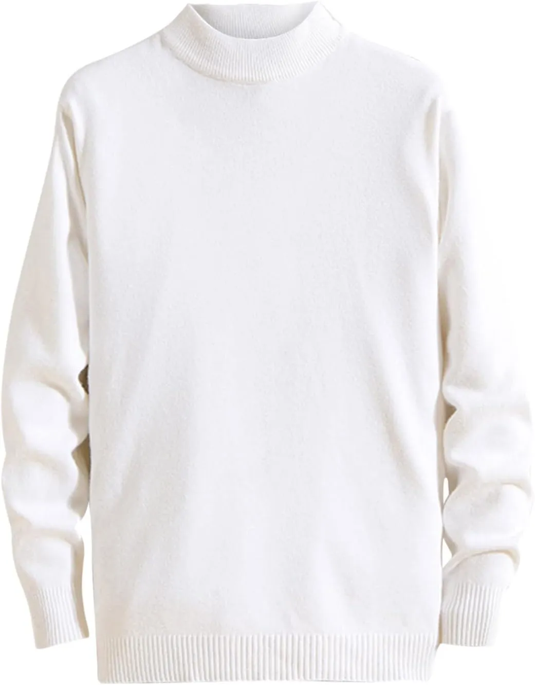 Men's Mock Turtleneck Knit Sweater Long Sleeve Pullover Sweaters Round Neck Knit Sweater Korean Slim Base Sweater
