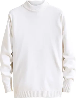 Men's Mock Turtleneck Knit Sweater Long Sleeve Pullover Sweaters Round Neck Knit Sweater Korean Slim Base Sweater
