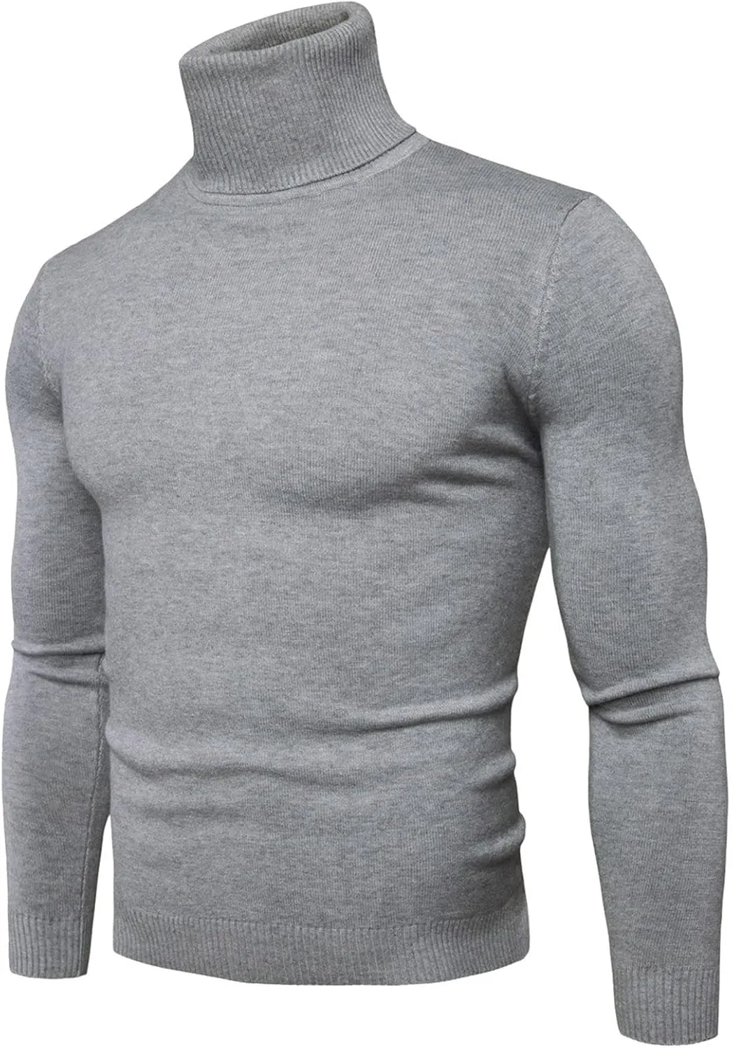 Men's Mock Turtleneck Sweater Slim Fit Lightweight Pullover Long Sleeve Solid Color Knitwear Ribbed Tops Fall Sweater