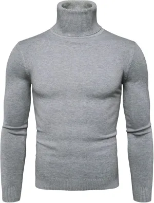 Men's Mock Turtleneck Sweater Slim Fit Lightweight Pullover Long Sleeve Solid Color Knitwear Ribbed Tops Fall Sweater