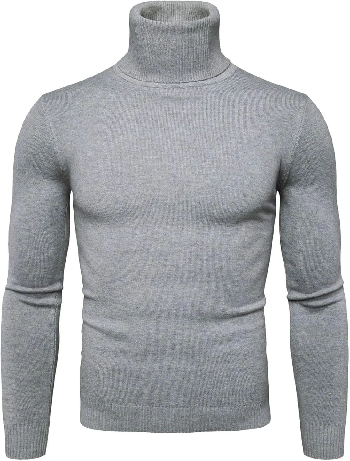 Men's Mock Turtleneck Sweater Slim Fit Lightweight Pullover Long Sleeve Solid Color Knitwear Ribbed Tops Fall Sweater