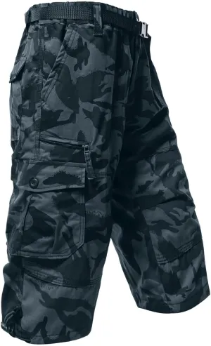 Mens Outdoor Cargo Capri Pants Relaxed Fit Multi-Pocket 3/4 Long Shorts Cotton Twill Beach Hiking Travel Shorts
