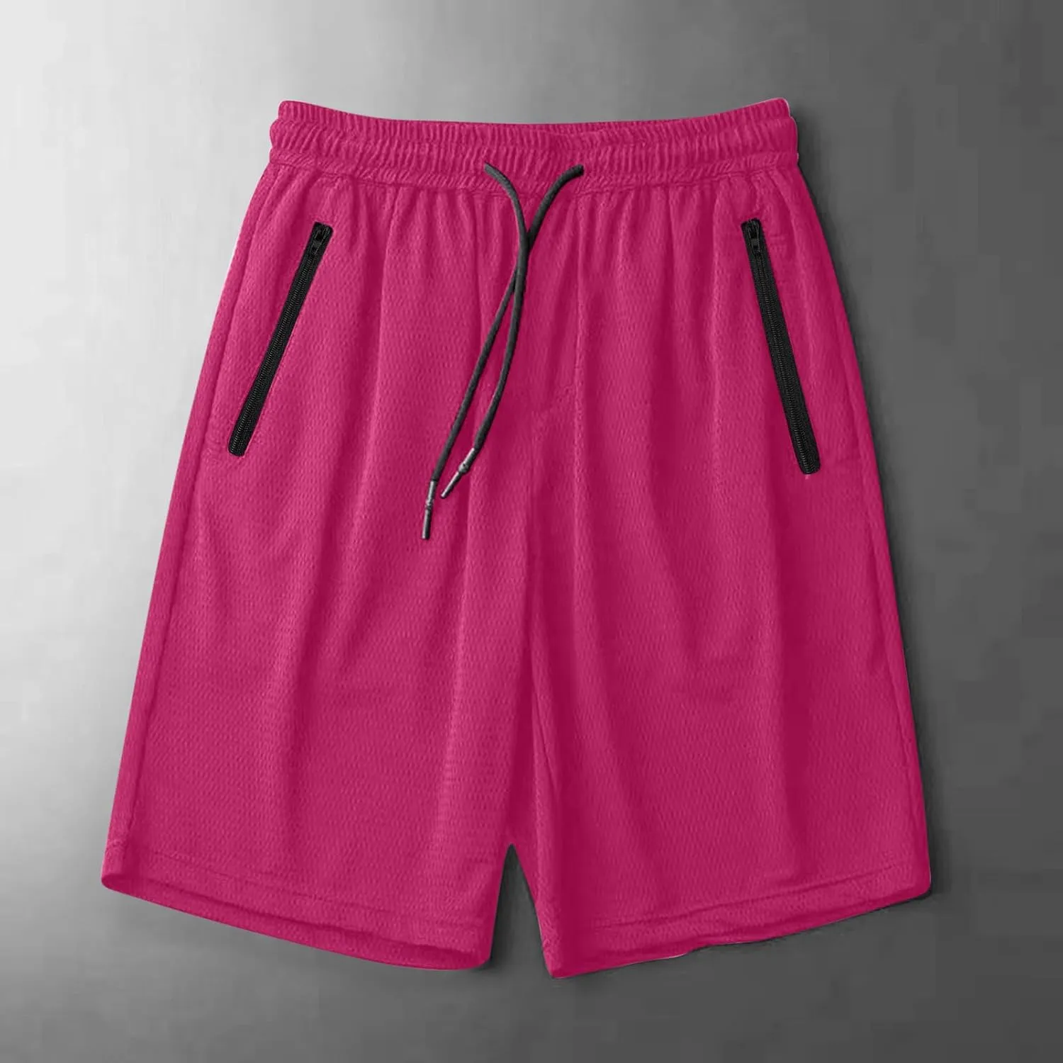 Mens Quick Dry Running Shorts with Zipper Pocket Drawstring Waist Summer Breathable Ice Silk Workout Short Pants