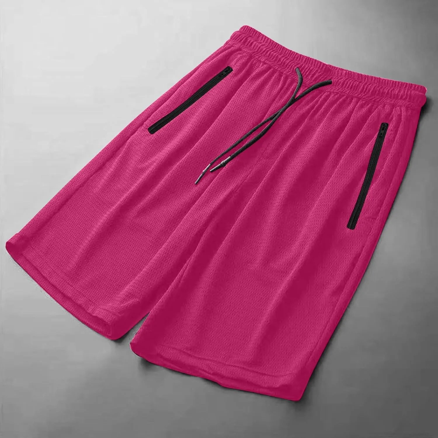 Mens Quick Dry Running Shorts with Zipper Pocket Drawstring Waist Summer Breathable Ice Silk Workout Short Pants