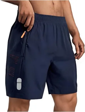Men's Quick-Dry Workout Shorts Breathable Elastic Waist Athletic Short Pants with Zipper Pocket Gym Running Fitness