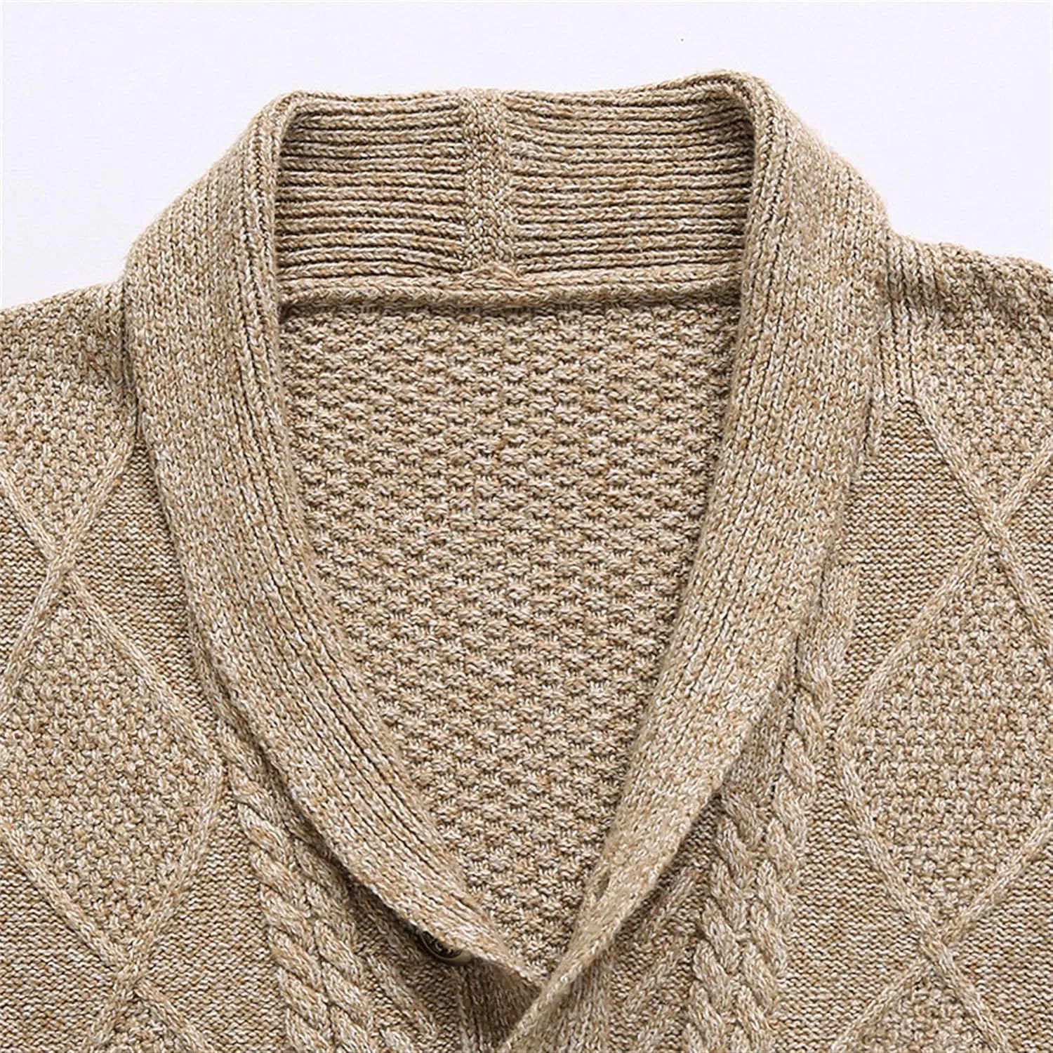 Men's Shawl Collar Cardigan Male Casual Long Sleeve Knit Coat Men Cable Slim Fit Button Down Sweater
